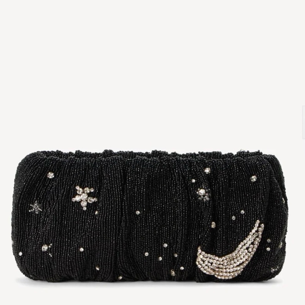 Staud Starry Night Black Hand Beaded Bean Bag Clutch / Shoulder Bag - Picture 3 of 13